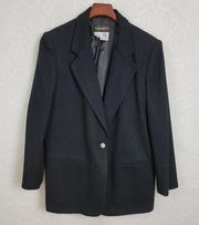 Requirements Women's Blazer Size 12 Black 100% Wool Fully Lined Single Button