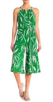 London times green one piece romper jumpsuit capri tropical cruise size 8