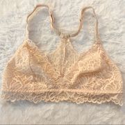 Xhilaration Cream Floral Lace Wireless Racerback Bralette Size Medium