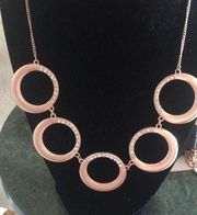 Tahari Rose gold pave circles necklace