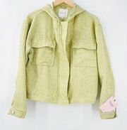 AVEC LES FILLES Jacket Medium Lightweight Hoodie Spring Green Knit Cropped NWT