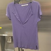 💕MICHAEL STARS💕 V-Neck T-Shirt Purple One Size