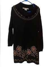 Victoria Jones Vintage Beaded Tunic Cowl Neck Sweater - 1990s Retro Size medium