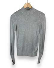 Mock Neck Puff Sleeve Sweater in Soft Gray