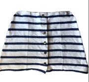 ZARA TRF BLUE & WHITE  STRIPE COTTON MINI SKIRT BUTTON FRONT WOMENS SIZE MEDIUM