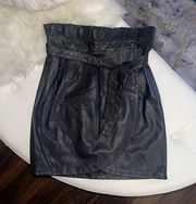 New Ba&Sh Luna Black Leather Wrap Skirt