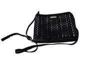 Bebe Black Faux Leather Perforated Handbag/Crossbody Bag Women