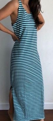Sail to stable green striped maxi dress M