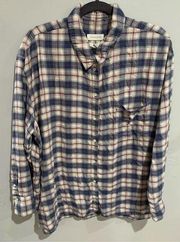 Plaid Flannel Button Down Shirt-Treasure & Bond-Blu/Rd Rayon/Acr L/S 3XL Women’s