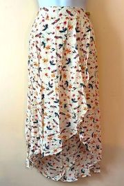 Honey Punch Hi Lo Ivory Multi Skirt Sz S