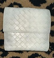 Bi-Fold Intrecciato Woven Nappa Leather Wallet Ivory