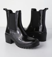 Black Vinyl Rain Boots