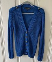 for Francesca’s Cobalt Blue Long Sleeve Sweater Wool Blend Cardigan Small