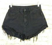 High Rise Faded Black Cut Off Denim Shorts Womens Size 27 Rock Grunge