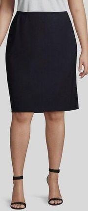 Lafayette 148 Plus 24W Pencil Skirt Slim Ponte Jersey Knee Length Black Career