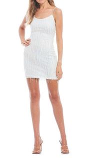 white iredescent fringe homecoming dress