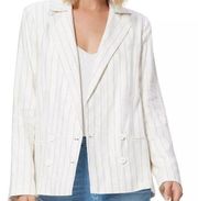 Paige Rosette Linen Blend Metallic Gold Stripe Blazer. Size XL.  NWT