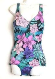 maxine of hollywood Hawaiian plumeria floral swimsuit size 6