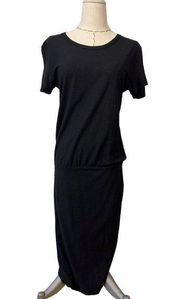 James Perse Black Short Sleeve Stretch Jersey Blouson T-Shirt Maxi Dress Size 2