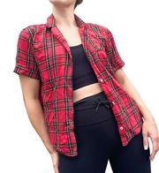 Victoria’s Secret Soft Plaid Flannel Short Sleeve Button Down Loungewear Top