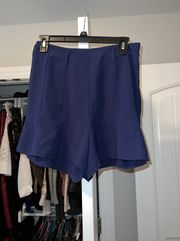 Blue Pleated Shorts