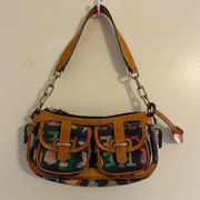 VTG Dooney & Bourke Small Shoulder Bag Signature Crayon Scribble Doodle Letters