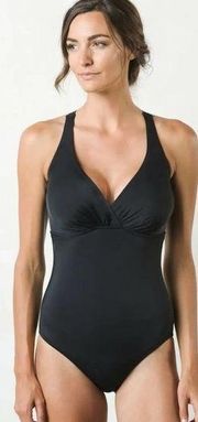 NWT PrAna Black Kayana Criss Cross Strappy Back Swimsuit One Piece Womens 34D/ S