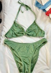 Green Sparkly  Bikini Set