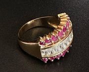Vintage Wide Band Ruby And CZ Princess Ring