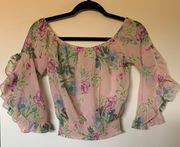 Off The Shoulder Sheer Floral Top