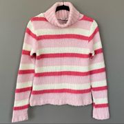 Sharagano Pink Striped Mohair Blend Sweater