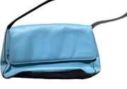 Kenneth Cole New York Shoulder Bag Blue Leather Snap Closure Monogram Lining