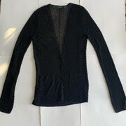 Lauren Ralph Lauren black beaded crochet sweater date night drapey knit