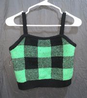 Green & Black Crop Top