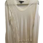 Armani exchange rib white long sleeve asymmetrical hem shirt top size small