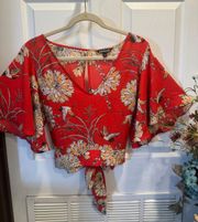 floral print crop top, size L.