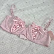 Sophie B Pink Reworked Bra With Satin Ribbon