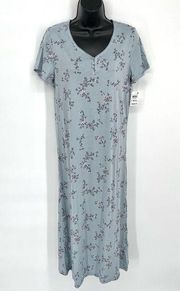 Charter Club NWT Midi Short Sleeve Nightgown Size XS Rain Dance Floral Blue