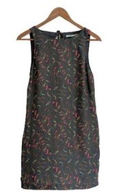 Kimchi Blue Dress Gray Bird Print Sleeveless Pockets Cut Out Back Mini Dress XS