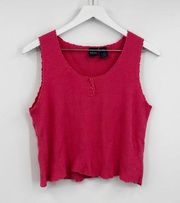 Vintage Y2K Pink Cropped Cottagecore Tank Top Size Large Early 2000s