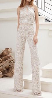 Amadora Lace Halter Jumpsuit in Fawn