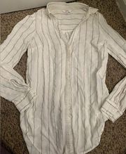 White striped button down top