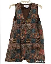 Silk patchwork pattern vest size S