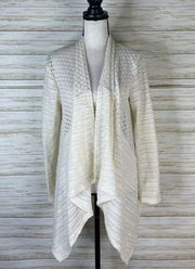 Miami Ivory Open Knit Crochet Patchwork Draped Cardigan