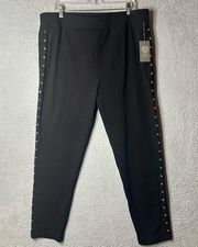 Vince Camuto Leggings Pants Womens 2X Black Studded Pull On High Rise Ankle NEW