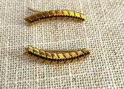 Stella & Dot Gold and Black Pave Feather Dangle earrings