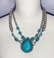 Coldwater Creek Women’s Turquoise Pendant And Chain Necklace 18” Adjustable