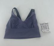 Blue Solid Sport Bra