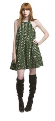 Line & Dot Viola Green Sequin Halter Swing Dress