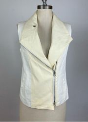 Vince Linen and Leather Zippered Vest